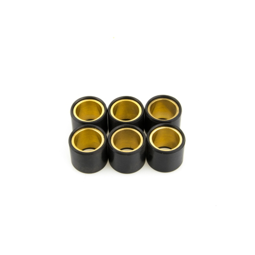 Set Pinasco 10312401 con 6 rulli variatore 25x22,2 mm, peso 20 g ciascuno. Verificare misura, quantità e taratura del variatore.