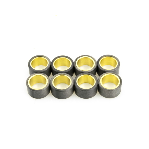 Set Pinasco 10312408 con 8 rulli variatore 25x14,9 mm, peso 12 g ciascuno. Verificare misura, quantità e taratura del variatore.