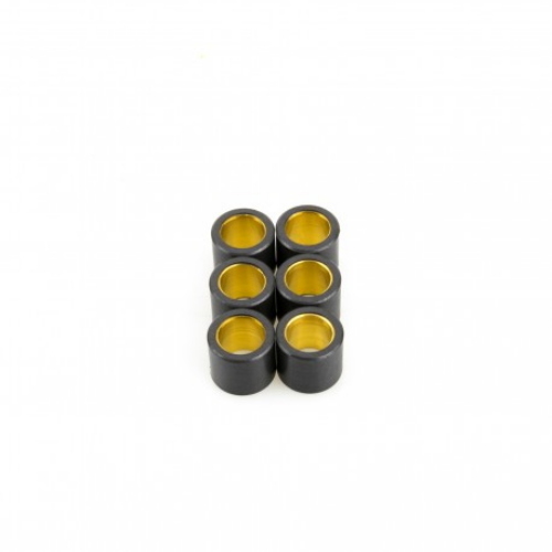 Set Pinasco 10312423 composto da 6 rulli variatore Ø19x17 mm, peso 7,5 g ciascuno. Per trasmissioni automatiche compatibili con questo formato.