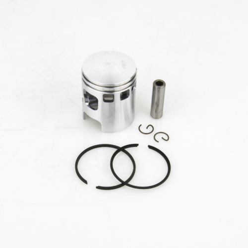 Pistone completo Pinasco 25121084B Ø42 mm, selezione B, spinotto Ø10 mm e due segmenti per ciclomotori Piaggio compatibili.