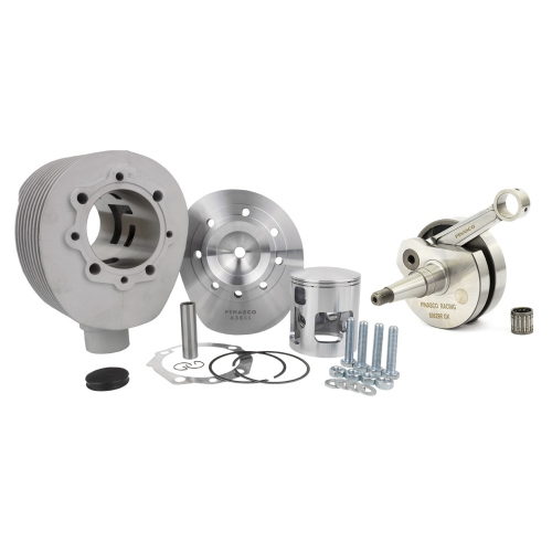 Kit Pinasco 25361005 corsa lunga 62 mm con cilindro in alluminio 25032911 e albero 26081829 per Vespa PE, PX, Cosa e Rally 200 compatibili.