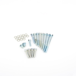 Kit bulloni Pinasco 25482503 per carter motore Pinasco Vespa 50, 90, Primavera, ET3, ETS e PK, con applicazioni Ape 50 compatibili.