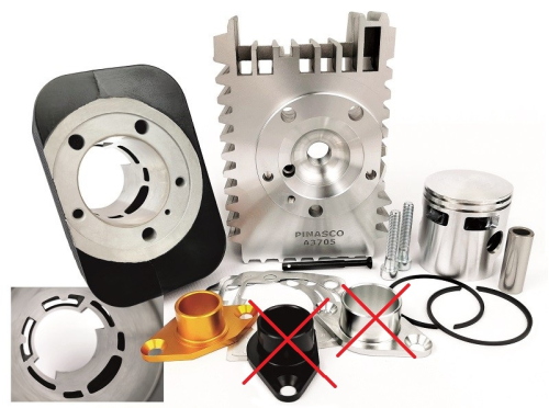 Gruppo termico Pinasco Evoten Booster 26028505 da 72 cc, Ø46×43 mm e spinotto Ø12 mm, in alluminio, per Piaggio Ciao, Si, Bravo, Boxer e Boss compatibili.