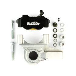 Kit freno anteriore Pinasco 26280010 con pinza radiale 4 pistoni e supporto, nero/argento, per Vespa PX ’98, MY e 2011 compatibili.