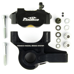 Kit freno Pinasco 26280012 seconda serie, pinza radiale 4 pistoncini nera con supporto nero, per Vespa PX, PE, Cosa, ETS e PK compatibili.