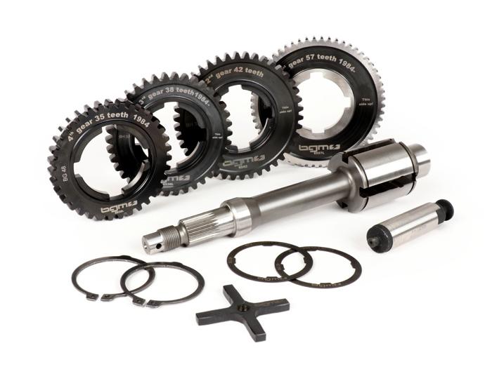 Gearbox gear kit (gearbox incl.shaft) -BGM PRO- Vespa PX Arcobaleno, Disc, My, 2011 (1984-) - PX125 (VNX2T 232053-, ZAPM), PX150 (VLX1T 624602-, ZAPM), PX200 (VSX1T 315267-), Cosa, T5 125cc, LML Star 2-stroke, Stella 2-stroke - 12 /