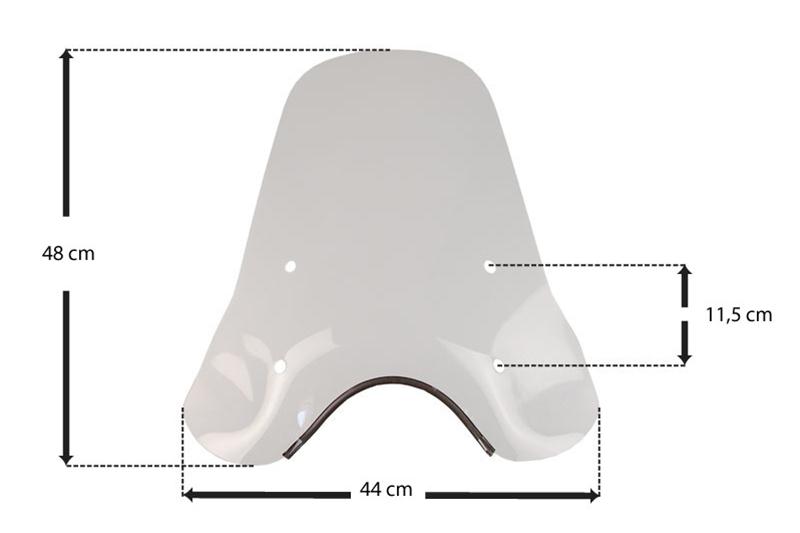 Large Cuppini Raider mini windscreen for Vespa PX - PE - Rally - TS (size 49cm height 44,5cm width)