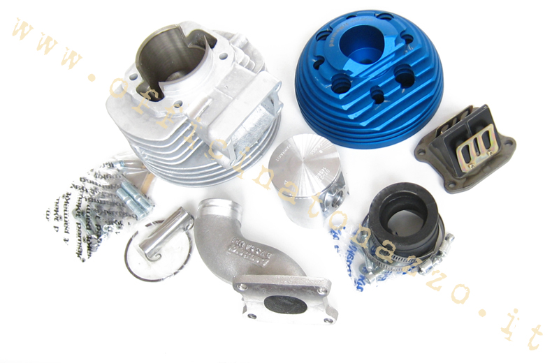 Cylinder PARMAKIT 130cc GT Ø57 aluminum intake lamellar Ø30 central candle with head billet for Vespa Primavera - ET3