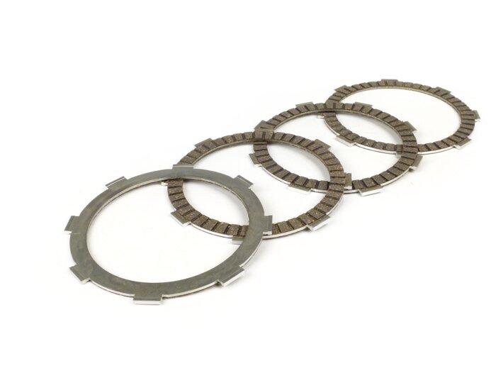 Clutch friction plates kit -BGM PRO SPORT- type Honda CR80 suitable for standard coupling basket on Vespa Cosa2 / FL (1992-), PX (1995-), Superstrong, Scooter & Service, MMW, Ultrastrong - 4 discs