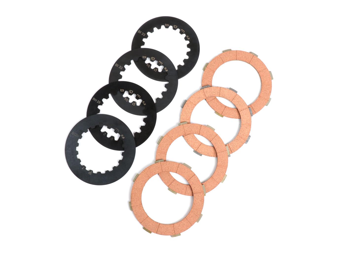 Clutch friction plate kit incl. steel discs -BGM ORIGINAL Vespa Cosa2- suitable for standard coupling basket of Vespa Cosa2 / FL (1992-), PX (1995-), Superstrong, Scooter & Service, MMW, Ultrastrong - 4 discs