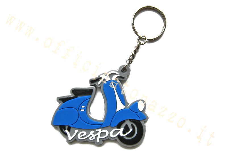 Porte-clés Vespa en caoutchouc bleu