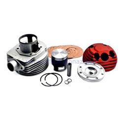 57460.00 - Cilindro Parmakit 177cc TSV EVO Ø63 Vela lateral de aluminio de 57mm de carrera con amplificador de escape y cabezal descomponible para Vespa PX