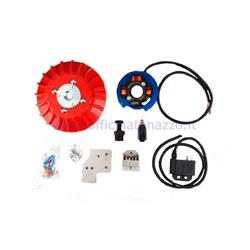 Cône d'avance variable d'allumage Parmakit 20 - 1,5 kg avec volant moteur usiné à partir de solide pour Vespa PX 125/150/200 - PE200 - Rally 200 avec allumage Ducati (ventilateur rouge)