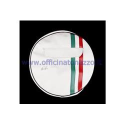 Housse de roue de secours blanche avec bande tricolore et poche document pour roue 10"