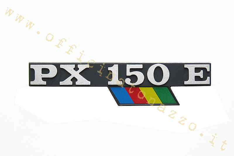 Head emblem "PX 150 E" with the iris bow bandera