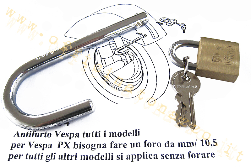 Diebstahlsicherung des Rades für Vespa 50 - Primavera - ET3 - PX - PK
