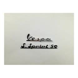 Nameplate "Vespa" + "S.Sprint 50", front + rear shield for Vespa 50 SS chrome, fixation: 6 Pins, center distance: 75 / 120mm