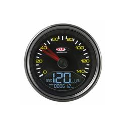 Speedometer and tachometer with black background Digital 2.0 for Vespa P125 / 151x - PX125 / 150 / 200E until 1983 - PE200 Ø85mm with black frame
