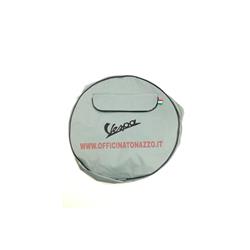 gray stock Hubcap with black writing and Vespa circle document pocket for 10 "