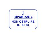Adesivo Vespa "Importante, non ustruire il foro" colore blu.