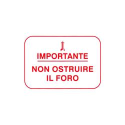 Vespa sticker "Important, do not ustruire the hole" red color.