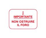 Adesivo Vespa "Importante, non ustruire il foro" colore rosso.