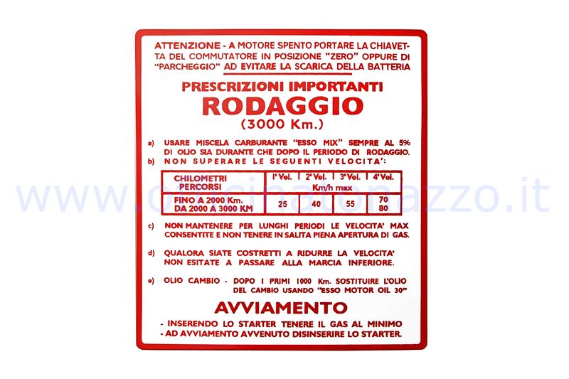 Autocollant Vespa "Ejecución de un 5%" - 4 engranajes de color rojo