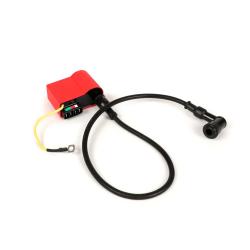 CDI control unit kit with spark plug cap and ignition cable -BGM PRO- Vespa PX (-05/2011), Rally200 (Ducati), PK XL, ET3 - red