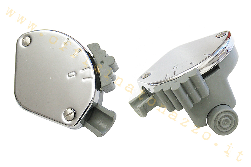 BO1544 - Grauer Lichtschalter mit verchromter Abdeckung 2 Aufnahmen für Vespa 125 V15T (Stabgetriebe) - 125 V30T> V33T (Drahtgetriebe)