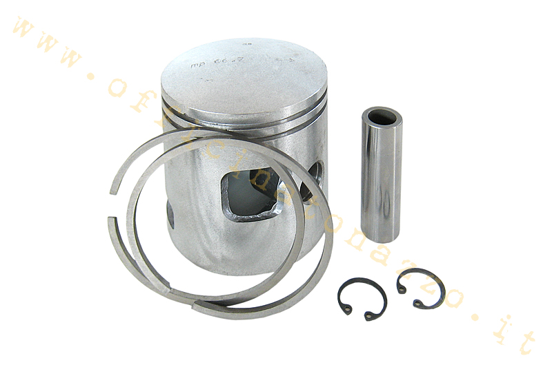 Complete piston METEOR 200cc Ø66,7mm first adjustment for Vespa P200E - PX200E - 200 Rally