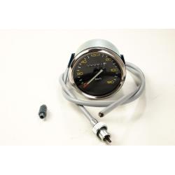 Odometer scale 120km / h black with chromed frame for Vespa P80 / 125 / 150X - PX80 / 125/150 / 200E - P150S - P200E