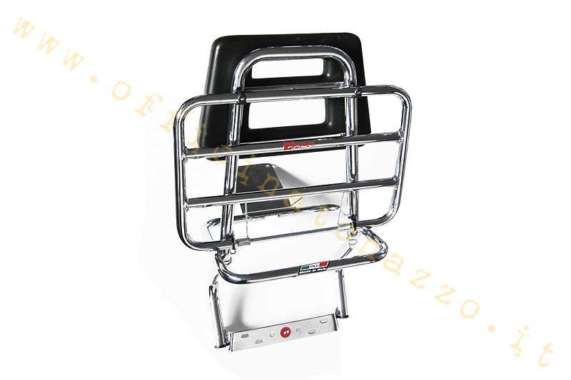 Faco chromed rear luggage rack with backrest for Vespa PX 125 - 151- PX - PE - PX Disco