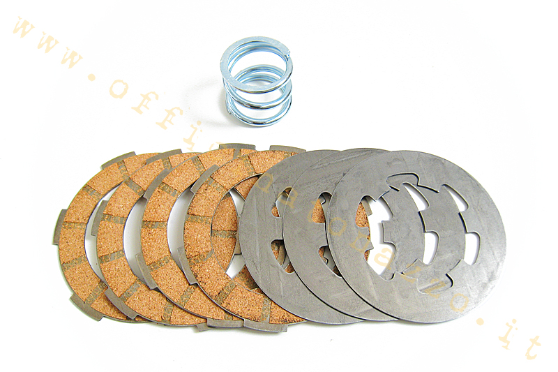 Clutch 4 Malossi cork discs with intermediate discs and spring for Vespa 50 - Primavera - ET3