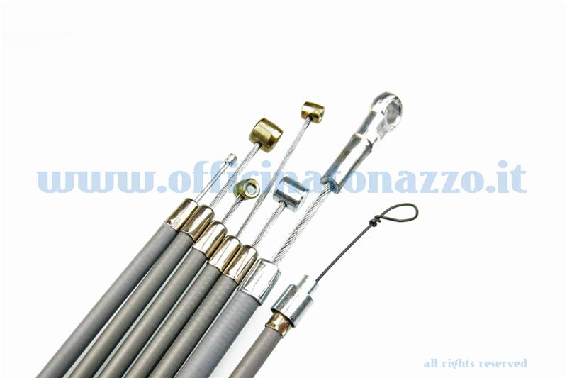 Gray cables / sheaths kit with internal self-lubricating sheath for Vespa Primavera - ET3 - PK S - ETS - PK XL