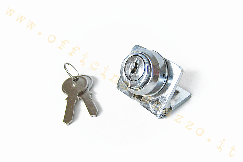 01020456VB1 - Serratura bloccasterzo con piastra lunga e chiave "Nisha" per Vespa 150 1957/58 - GS 150 1956/61 VS2T>5T