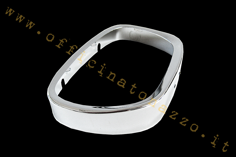GF801 - Cornice cromata fanale anteriore con marchio Siem trapezoidale  per Vespa  125 GT- 150 Sprint - GL VLA1T- 180SS VSC1T