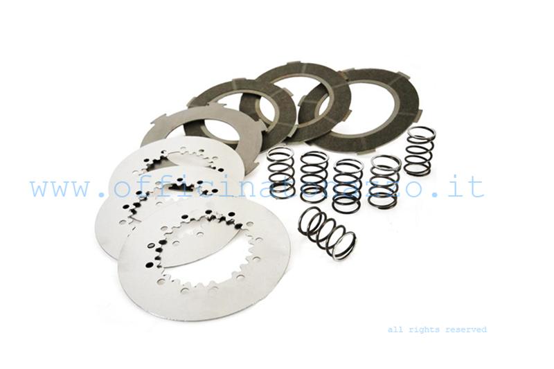 Frizione 4 dischi in carbonio con dischi intermedi e 6 molle per Vespa  PX125/150