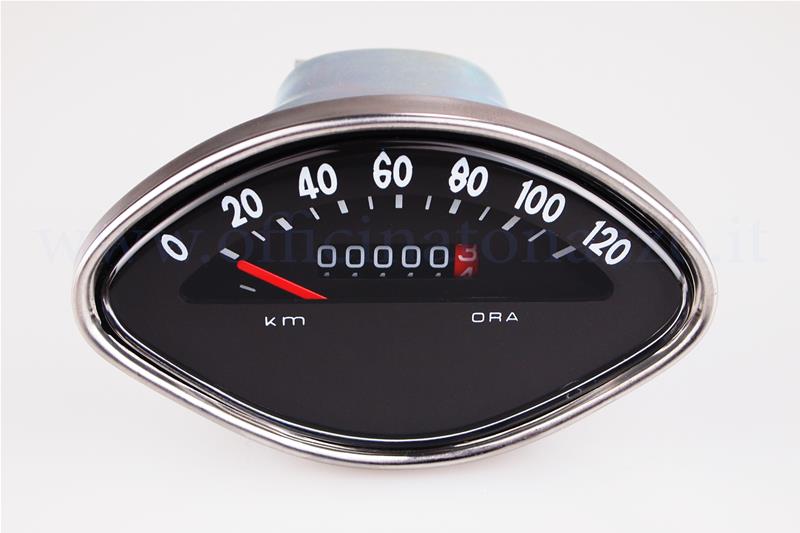 Speedometer 120km / h black scale for Vespa 180 SS also suitable for Vespa 125 VBA / 150 VBB / VGLA-B / GT / 150GL / GS / Sprint / 160 GS, Ø 112x69 mm