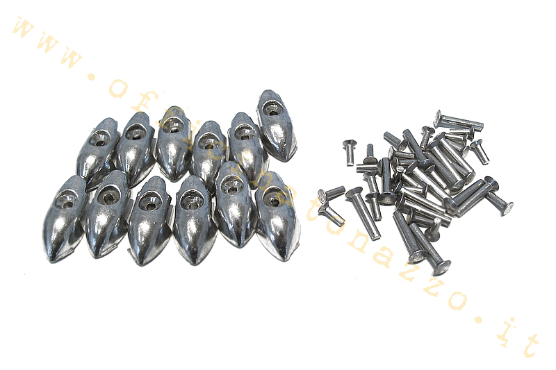 Ferrules and rivets kit for footboard strips for Vespa Sprint - Super - Rally - TS - GT - GTR - 160 GS - 180 SS