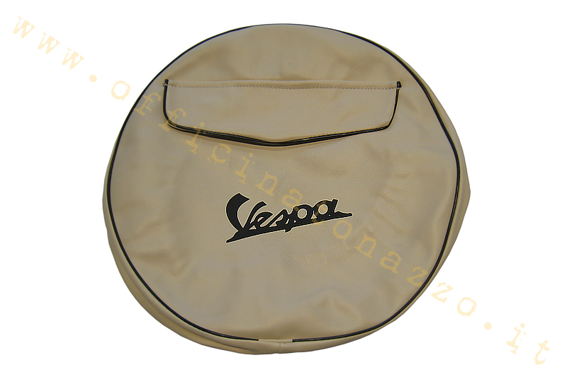 kubierta de la rueda de repuesto marfil escrita Vespa y de bolsillo para maletines círculo de 8 "