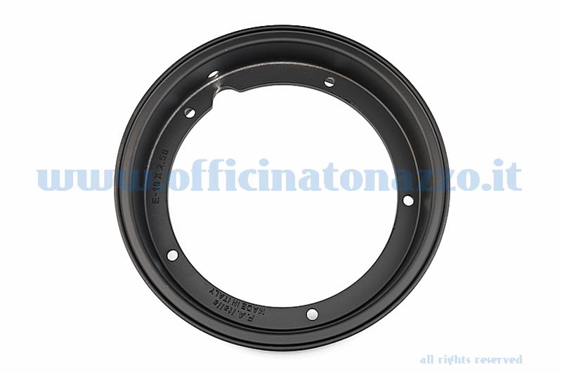 Canal circular tubeless de aleación 2.50x10 "negro para Vespa Cosa y adaptable a Vespa PX (válvula y tuercas incluidas)