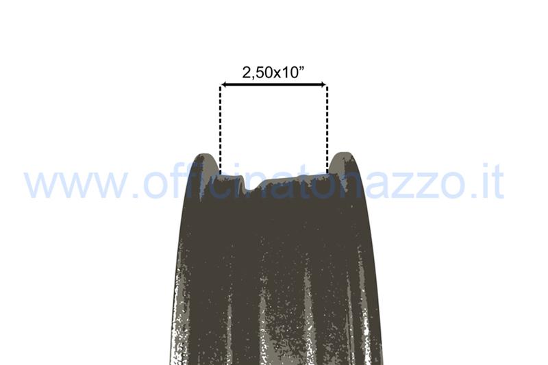 Circle tubeless channel alloy 2.50x10 "black for Vespa Cosa and adaptable to Vespa PX (valve and including nuts)