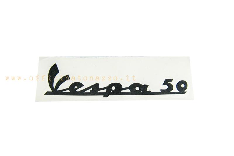 Targhetta anteriore adesiva "Vespa 50" nera per Vespa  50 1°serie