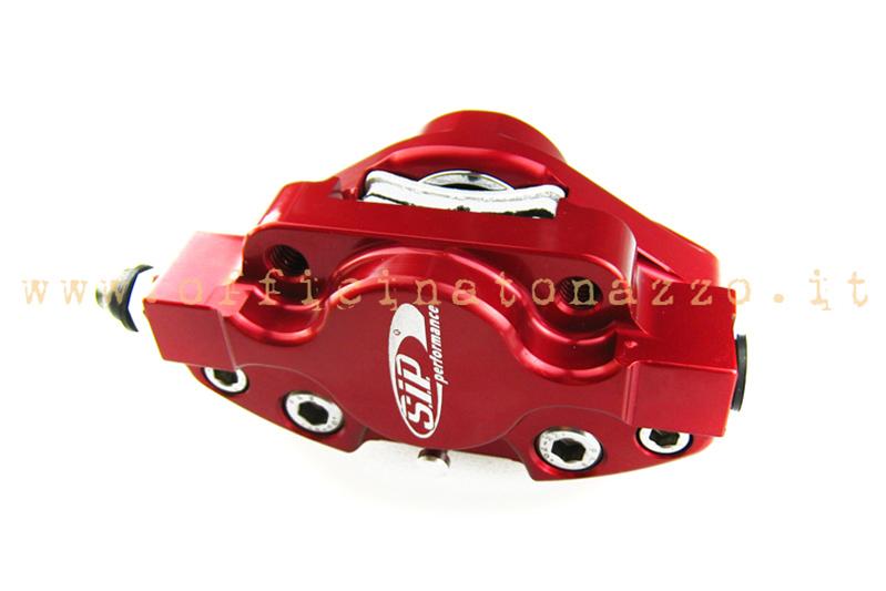 Red increased disc brake caliper for Vespa PX (including pads)