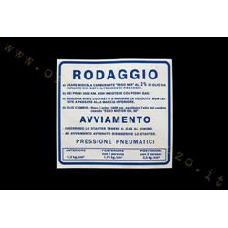 gra03 - Adhesivo Vespa "Rodaggio 2%" - azul