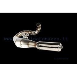 20010000 - Performance Racing expansion muffler in stainless steel with polished stainless steel silencer for Vespa 200