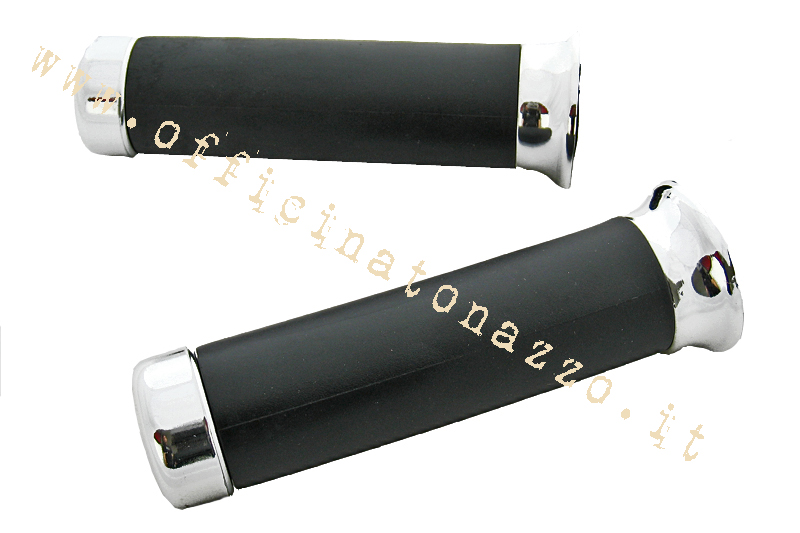 Pair of black and chromed Ø 24mm knobs for Vespa PX Millenium