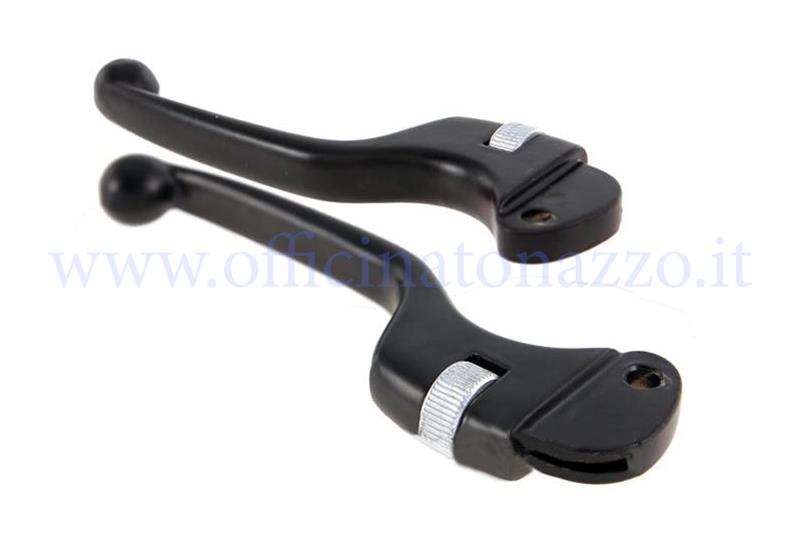 Pair of adjustable glossy black Sport levers for all Vespa models