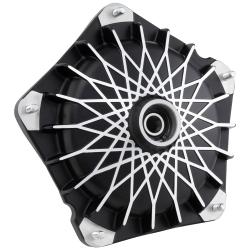 Brake Drum GRIMECA NT disc brake, front, for Vespa PK50-125/S/SS/XL/XL2 /Automatica/P200E 2°/PX80 -150E 2°/Lusso/'98/MY/'11/T5 Ø 20 mm, black/silver, mesh-pattern, turned, Grade A - perfect repair