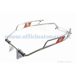 CU61R - Protector de cuerpo cromado con logotipo rojo para Vespa GT - GTR - Rally - GL